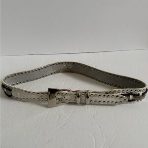 Genuine Leather White Studded Belt Western Cowgirl Country Women - Size M